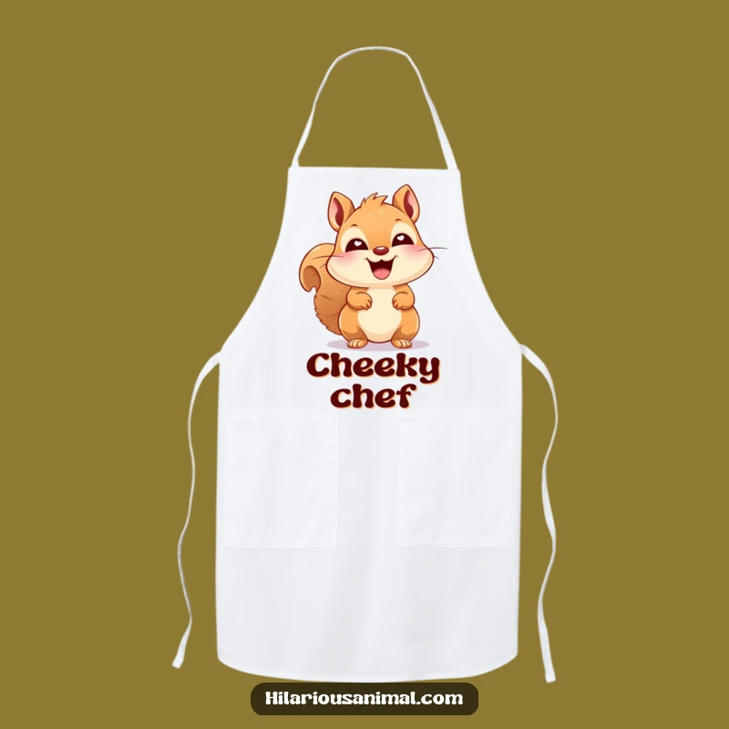 Funny Squirrel Apron: Happy Laughing Chef, Bright Eyes, Kitchen Humor Gift