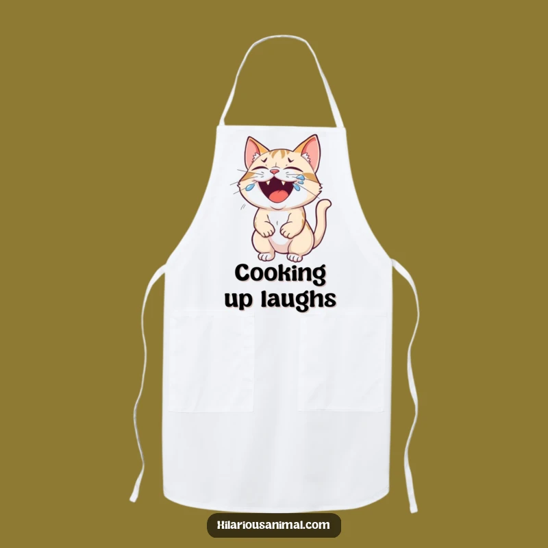 Funny Cat Roaring Laughter Apron - Hilarious Kitchen Gift for Pet Lovers