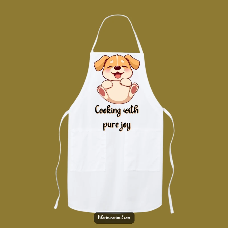 Funny Giggling Dog Apron - Chef Pup Rolling with Glee, Kitchen Humor Gift!