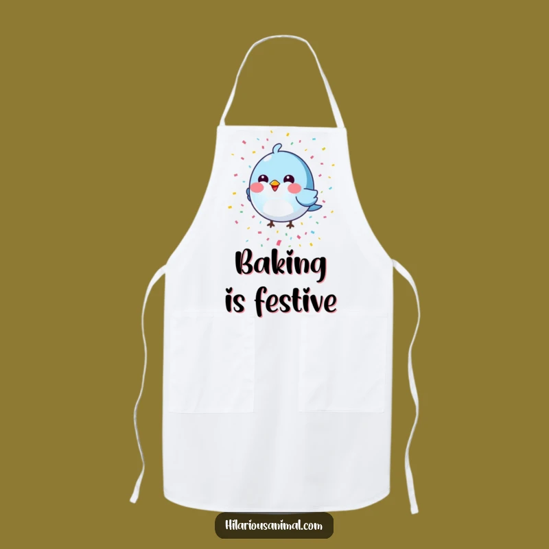 Funny Blue Bird Apron: Confetti Shower, Whimsical Kitchen Humor Gift