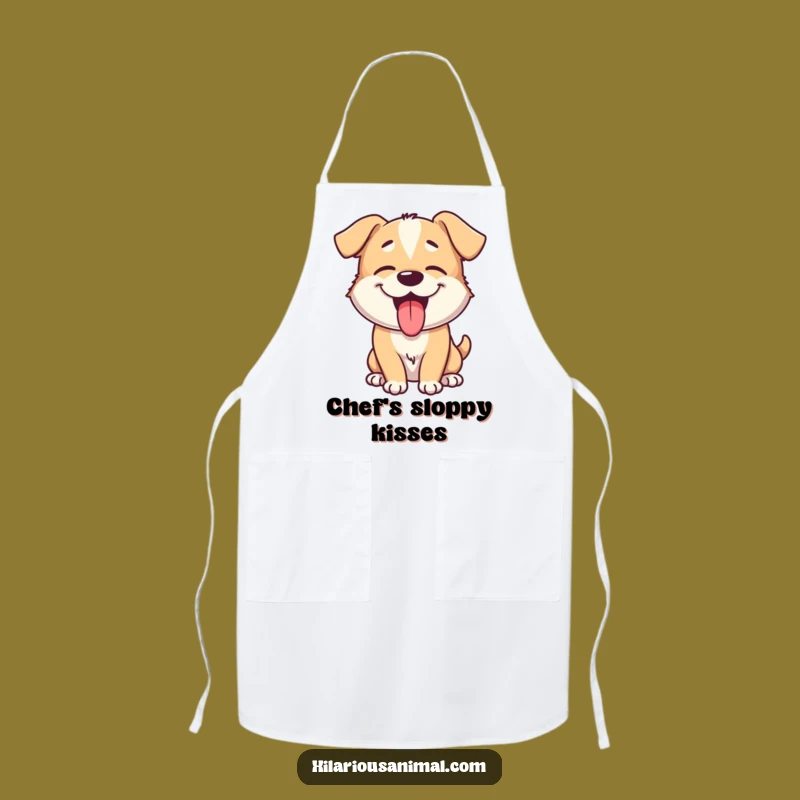 Funny Giggling Dog Apron: Kitchen Wear with Playful Pup, Perfect Humorous Chef Gift