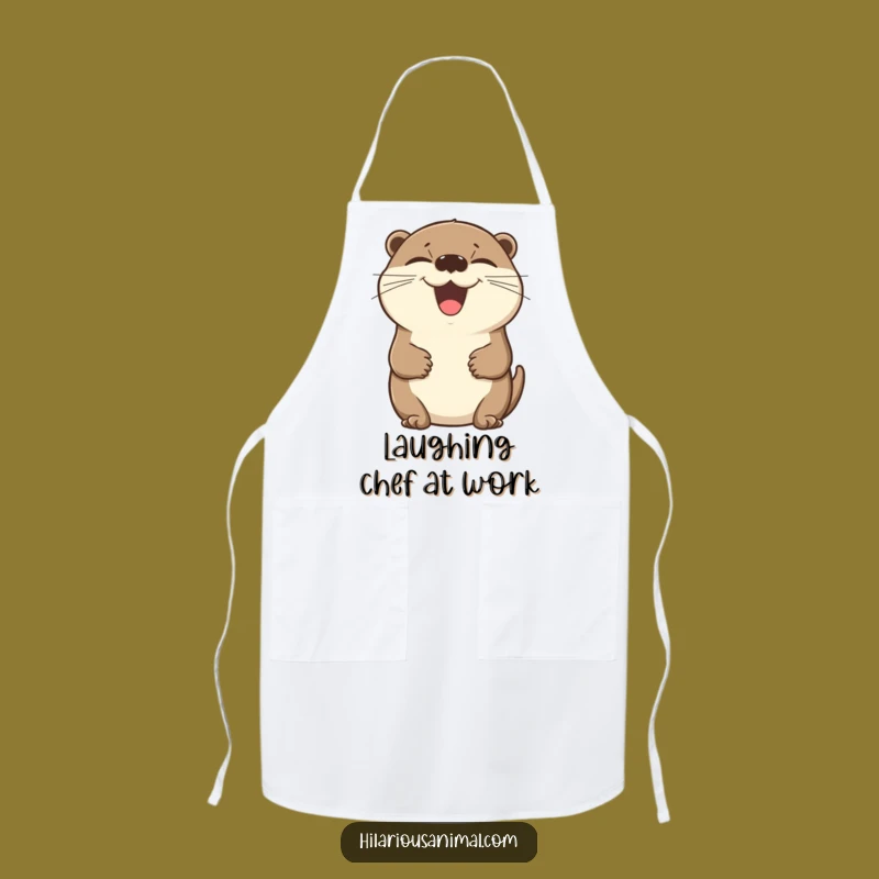 Funny Laughing Otter Apron: Hilarious Animal Kitchen Wear for Fun Cooks