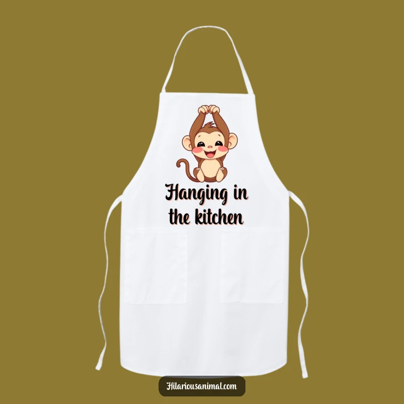 Funny Monkey Cub Chef Apron: Cook Up Some Laughs Upside-Down!