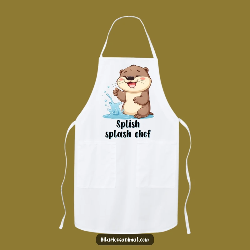 Funny Otter Cub Water Spraying Apron: Cook Up Some Hilarious Fun