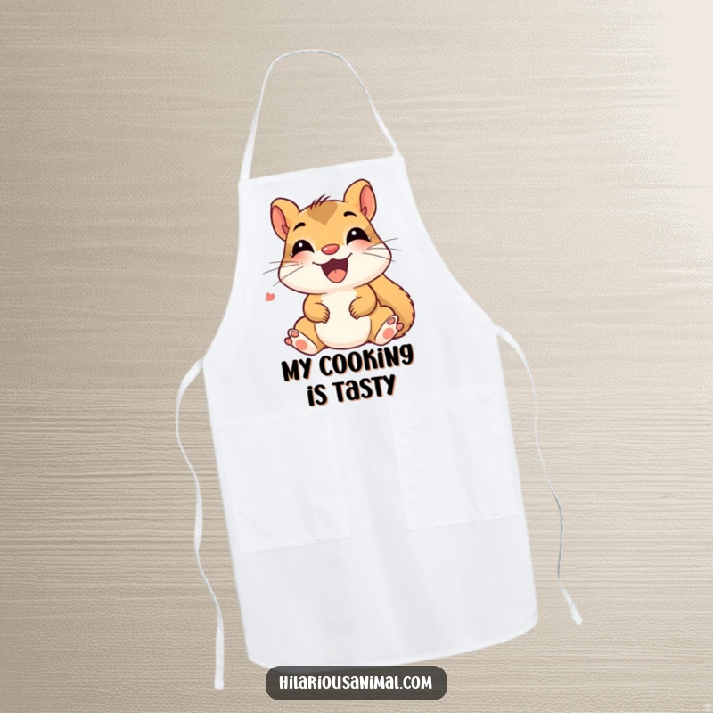 Funny Delighted Squirrel Apron: A happy squirrel cub chattering with giggles, designed to keep you clean with cheerful humor.