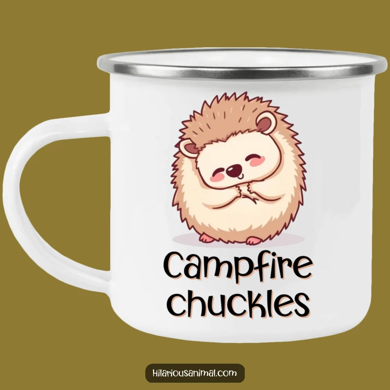Durable Funny Hedgehog Camping Mug: Wobbly Ball, Silent Giggles, Outdoor Gift