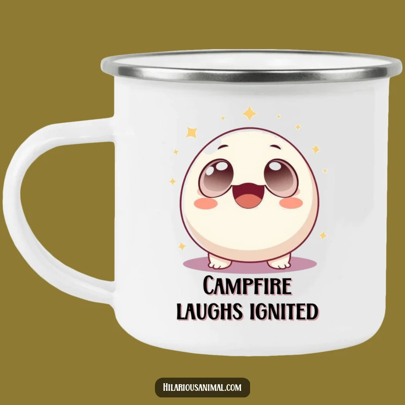 Funny Sparkle Laugh Enamel Mug: Outdoor Giggle Buddy, Cheerful Creature, Hilarious Funny Gift
