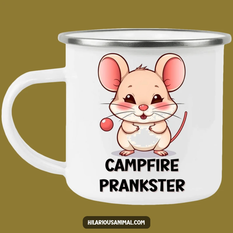 Funny Mouse Raspberry Camping Mug: Mischievous Outdoor Grin Gift