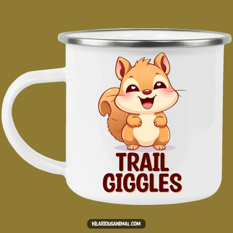 Durable Funny Squirrel Camping Mug: Happy Laughing Critter, Bright Eyes, Outdoor Gift
