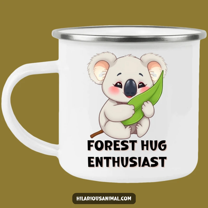 Funny Koala Cub Enamel Camping Mug: Eucalyptus Hugs Under the Stars!