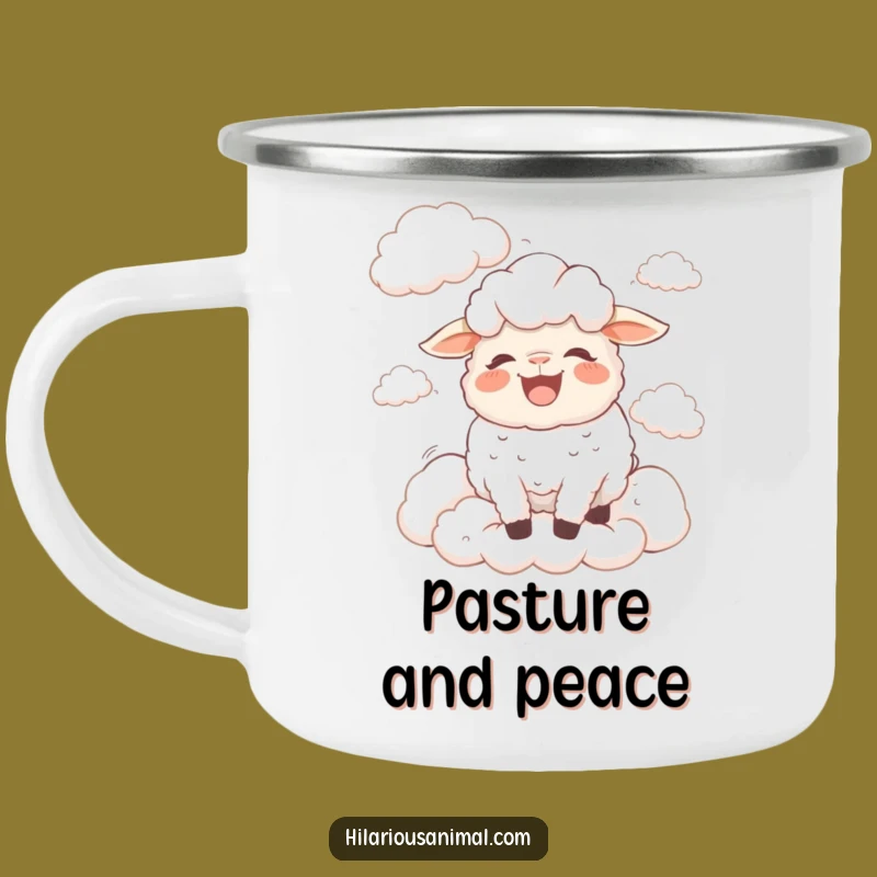 Funny Bewildered Sheep Camping Mug: Dreamy Laughter for Outdoor Escapes