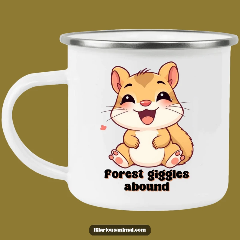 Funny Delighted Squirrel Camping Mug - Giggling Campfire, Outdoor Humor Gift