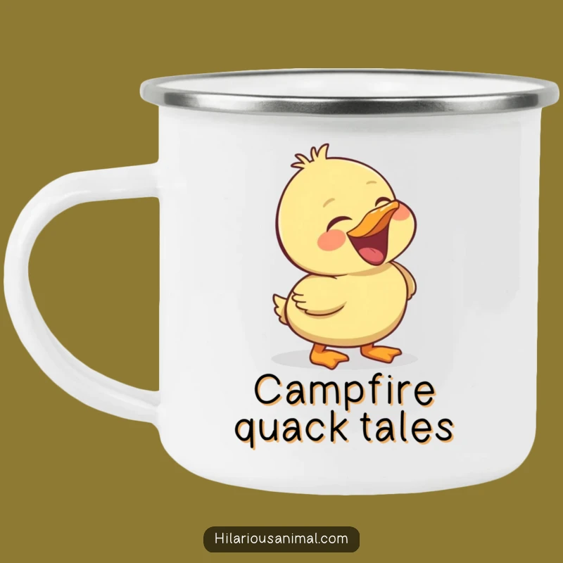 Funny Duckling Camping Mug: Hearty Laughing Enamel Cup, Great Outdoor Funny Gift!