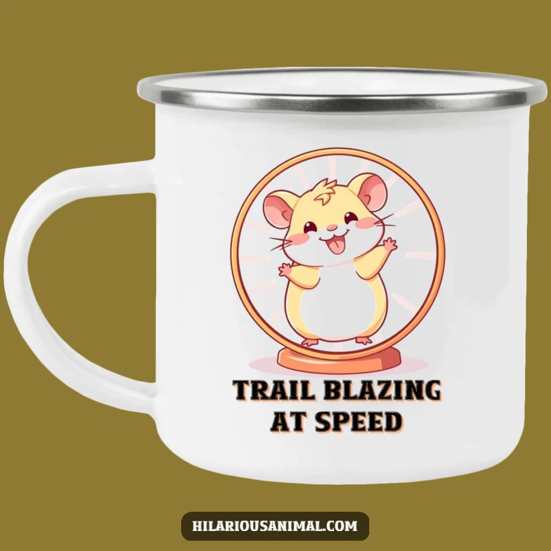 Funny Hamster Wheel Camping Mug: Cheerful Spinner Outdoor Energy