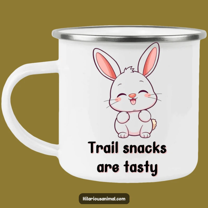 Funny Happy Bunny Camping Mug - Twitching Nose & Perked Ears, Trailside Smiles!