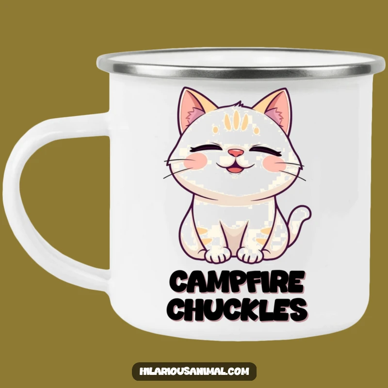 Funny Laughing Cat Camping Mug: Outdoor Joy, Hilarious Adventure Buddy, Perfect Gift