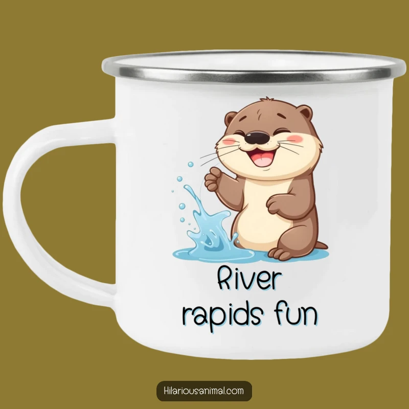 Funny Otter Cub Water Spraying Camping Mug: Adventure Fuel for Laugh Lovers