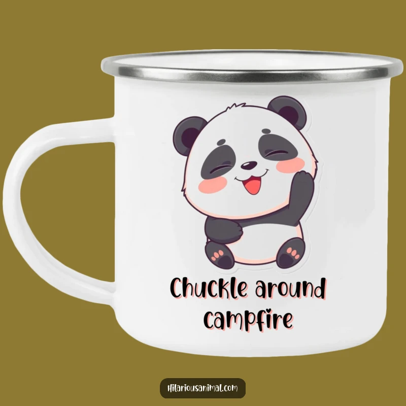 Funny Panda Cub Laughing Camping Mug: Sip Your Coffee with Hilarious Cheer