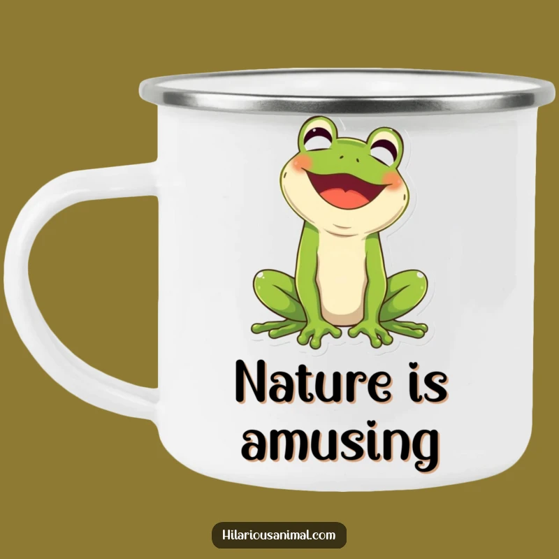 Funny Frog Laughing Camping Mug: Adventure-Ready Amphibian Humor