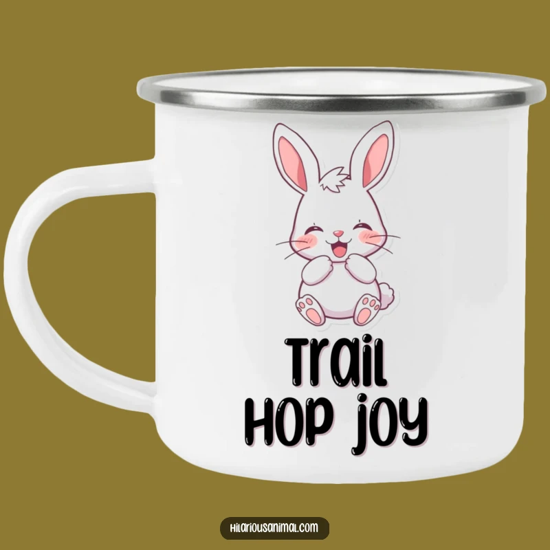 Funny Cheerful Bunny Camping Mug: Durable Rabbit Cup, Outdoor Humor Gift