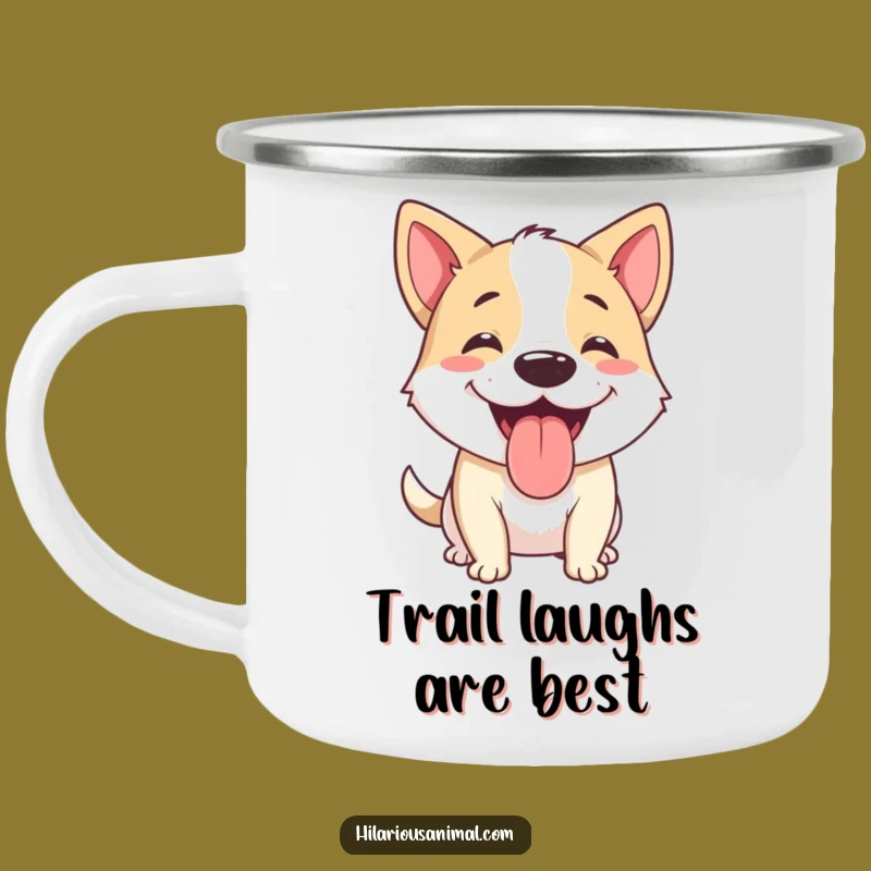 Funny Dog Panting Mid-Chuckle Camping Mug - Outdoor Hilarious Pet Gift