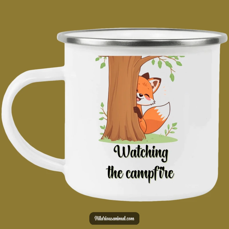 Funny Fox Camping Mug: Durable Giggling Enamel Cup, Adventurous Funny Gift