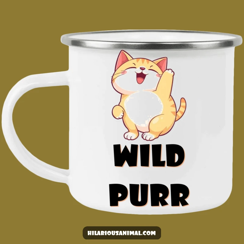 Funny Happy Cat Camping Mug: Durable Feline Cup, Outdoor Humor Gift for Campers
