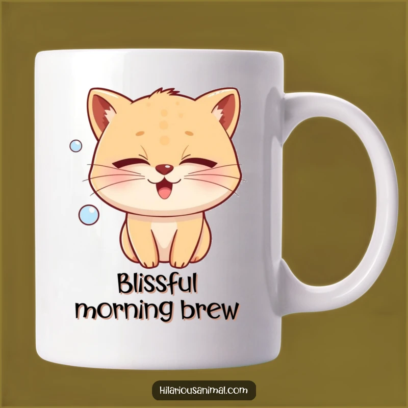 Funny Joy Bubble Mug: Whiskered Animal's Blissful Moment, Adorable Funny Gift