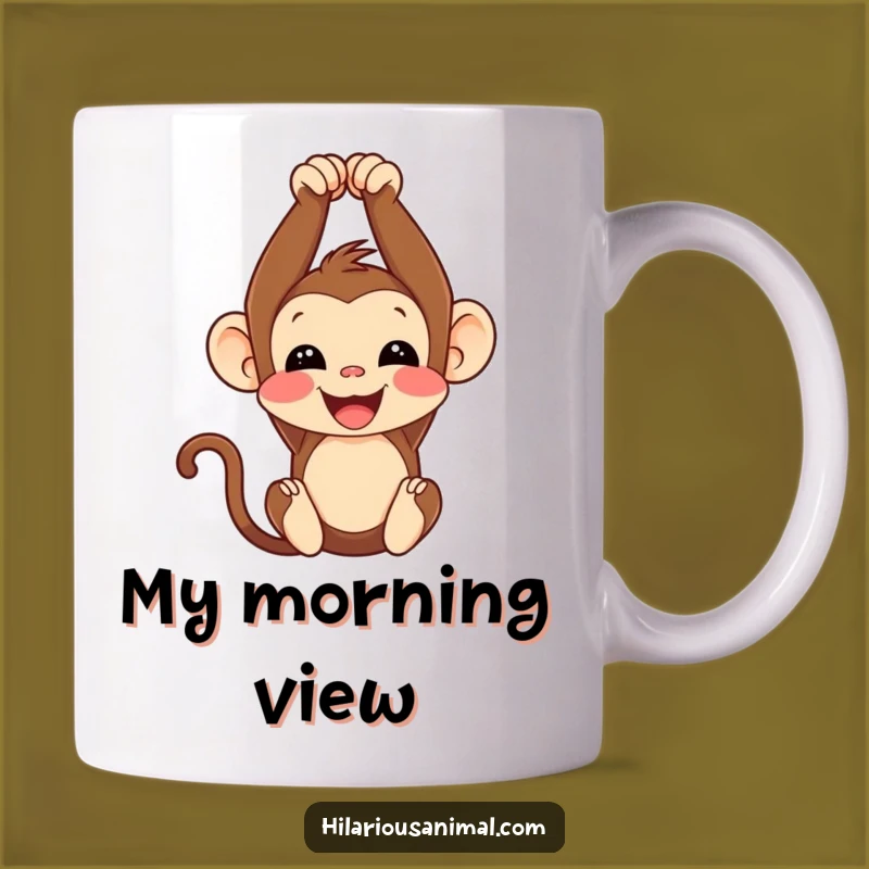 Funny Monkey Cub Mug: Joyful Upside-Down Chuckle Gift for Animal Lovers