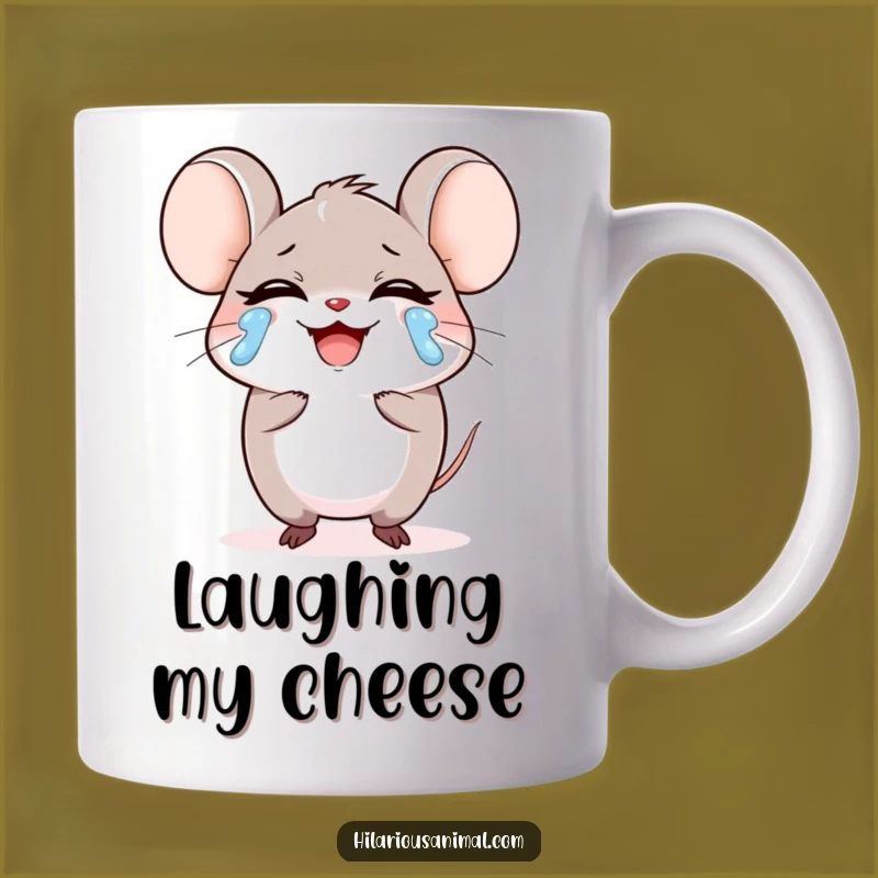Funny Mouse Laughing Tears Mug, Round Character, Hilarious Funny Gift Coffee Cup