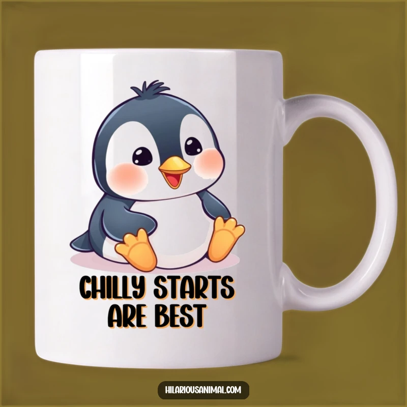 Funny Penguin Cub Mug: Hilarious Belly Slide Smile Gift for Animal Lovers