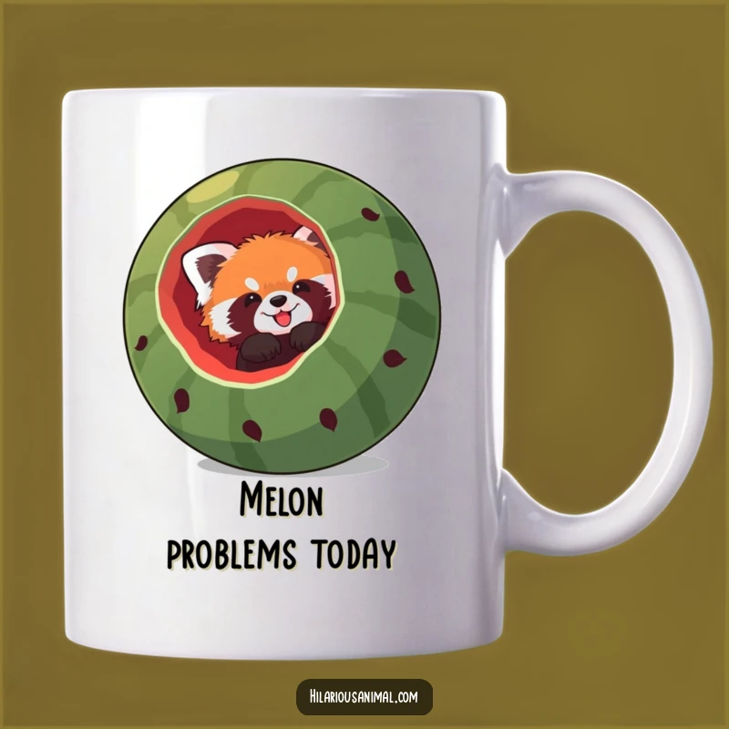 Funny Red Panda Watermelon Mug - Hilarious Animal Mishap Gift for Laughs