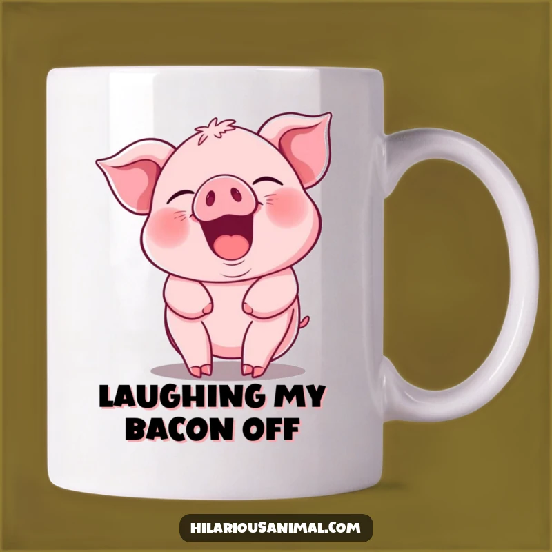Funny Piglet Guffawing Mug - Jiggling Pink Piggy Laugh Gift