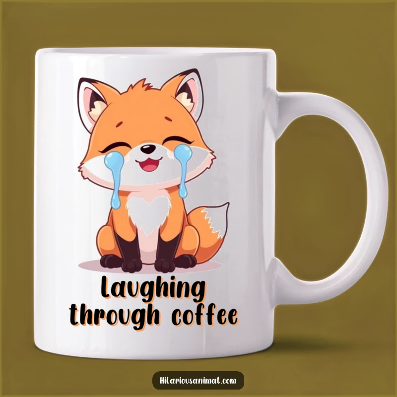 Funny Fox Laughing Tears Mug: Hilarious Animal Humor for a Joyful Sip