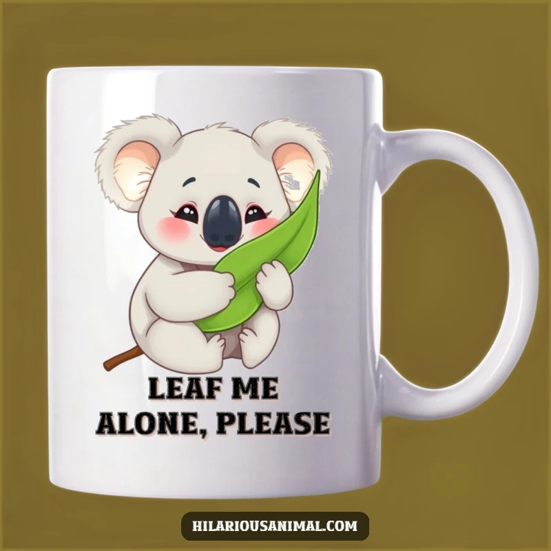 Funny Koala Cub Mug: Blissful Eucalyptus Hugs and Crinkled Eye Joy Gift