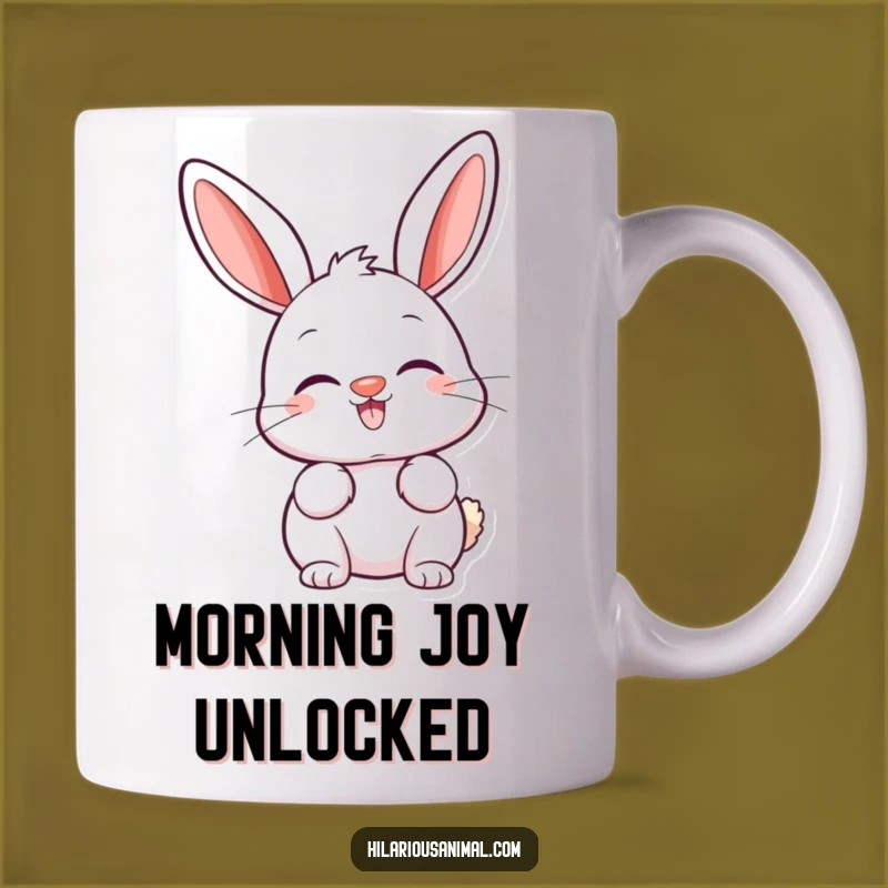Funny Happy Bunny Mug - Twitching Nose & Perked Ears, Amusing Gift!