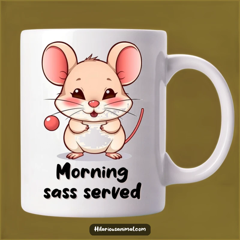 Funny Mouse Raspberry Mug: Mischievous Grin Gift for Pranksters