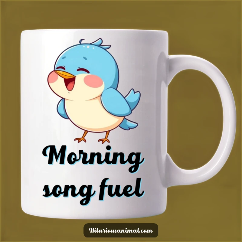 Funny Blue Bird Chirping Mug: Joyful Singing Bird Gift Idea