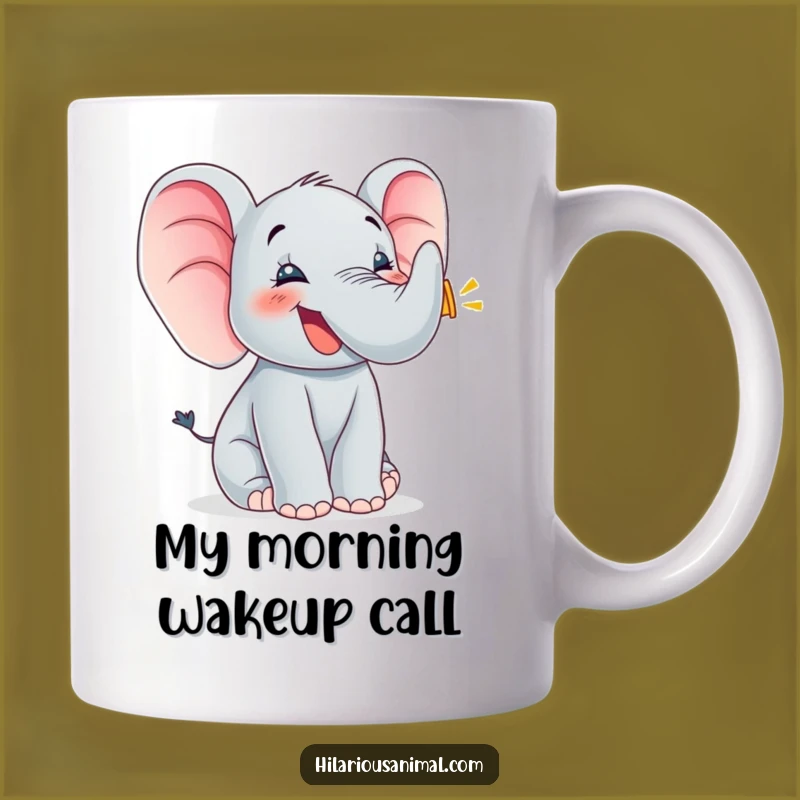Funny Elephant Cub Trumpeting Mug - Adorable Animal Art for a Joyful Gift