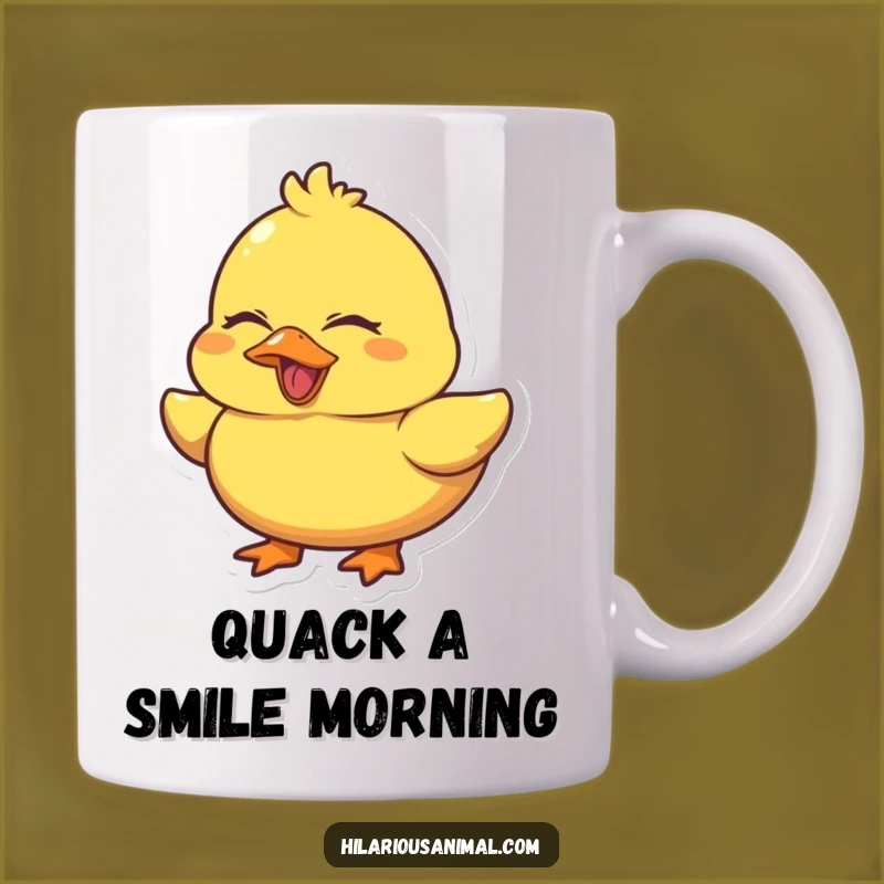 Funny Duck Laugh Mug - Chubby Quacking Yellow Duck, Perfect Funny Gift