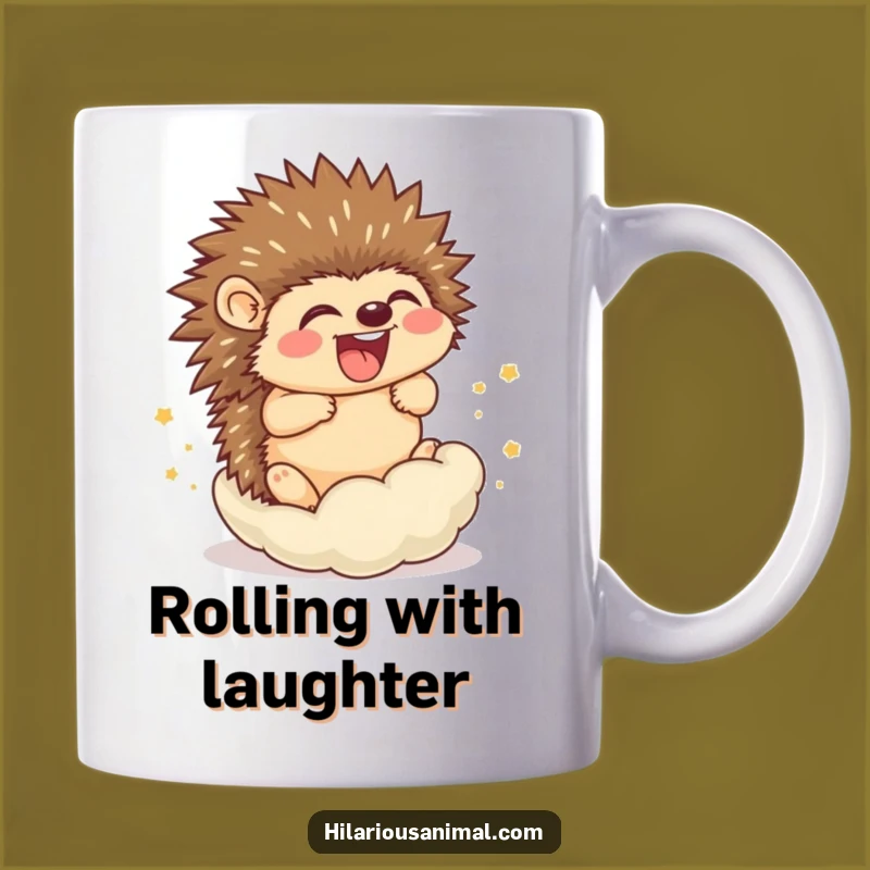 Funny Hedgehog Cub Rolling Mug: Hilarious Gift for Cozy Laughs and Warm Drinks