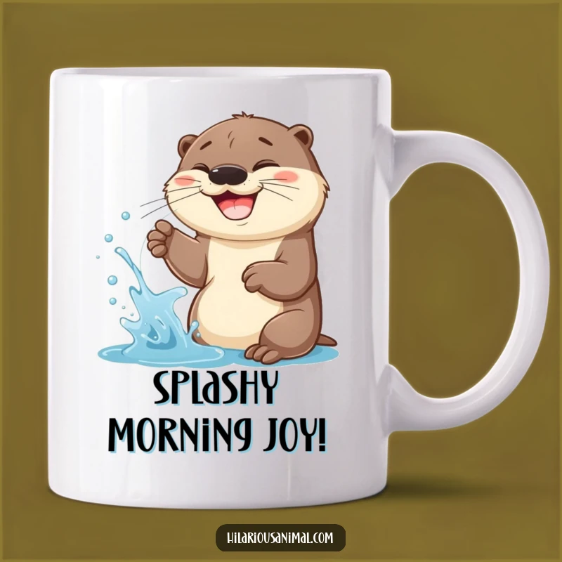 Funny Otter Cub Water Spraying Mug: Hilarious Splash of Fun for Your Day