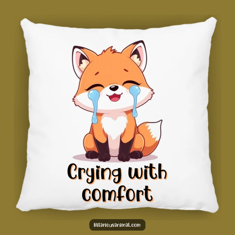 Funny Fox Laughing Tears Pillow: Comfy Cuddles with Hilarious Charm