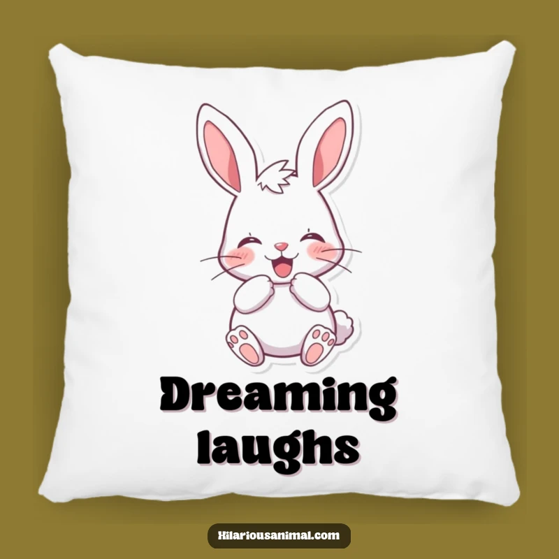 Funny Cheerful Bunny Pillow: Soft Rabbit Cushion, Cozy Comedic Home Decor Gift