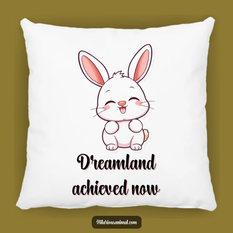 Funny Happy Bunny Pillow - Twitching Nose & Perked Ears, Cozy Comfort!
