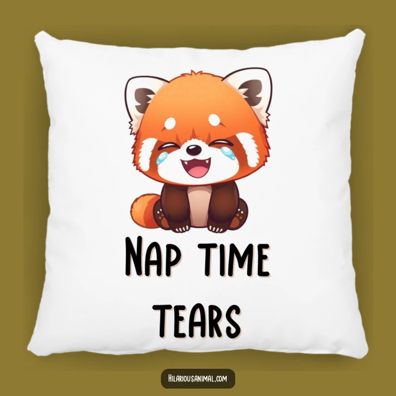 Funny Red Panda Cub Pillow: Cozy Cushion with Laughing Cub Gift