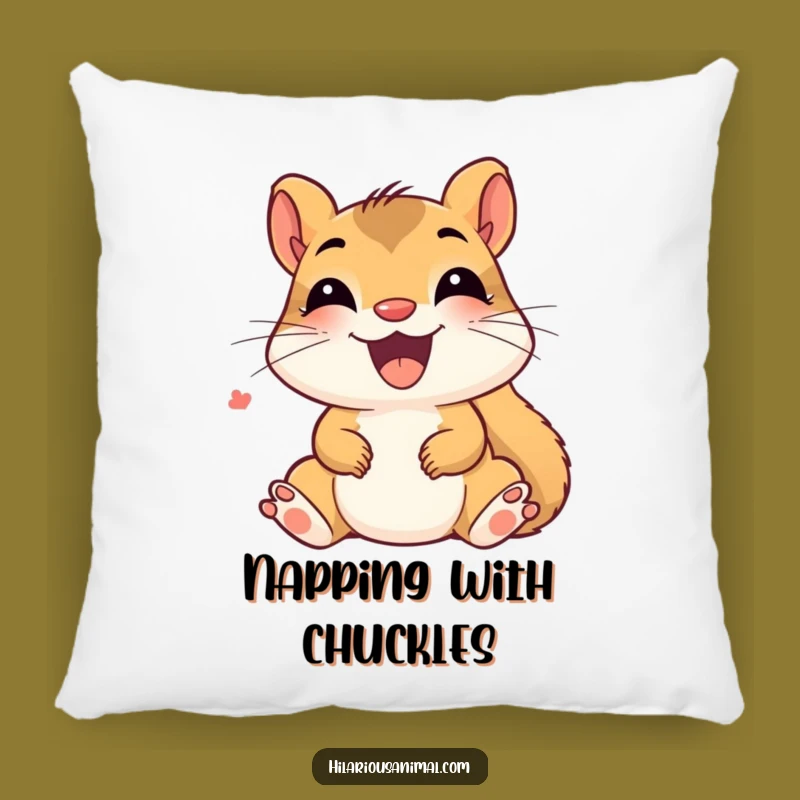 Funny Delighted Squirrel Pillow - Giggling Softness, Comfy Humorous Accent