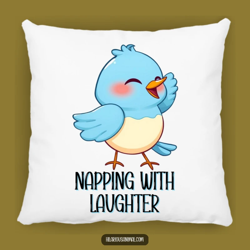 Funny Cackling Blue Bird Pillow - Comfy & Comical Cushion