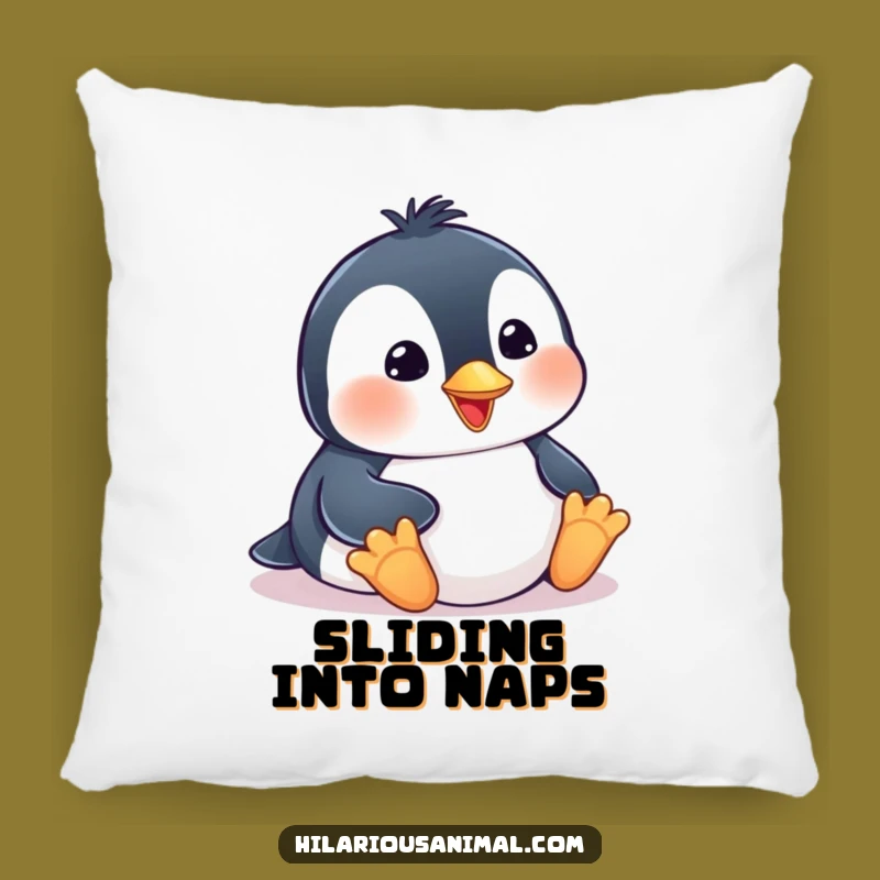 Cuddly Funny Penguin Cub Pillow: Belly Slide Smiles for Maximum Comfort!