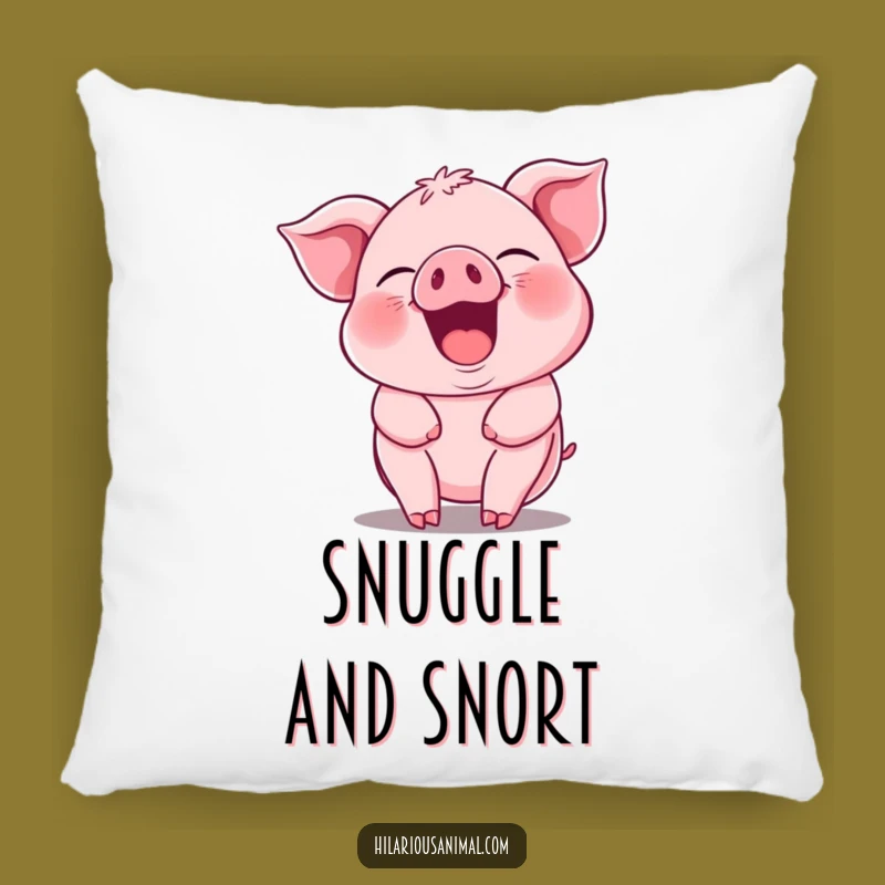 Funny Piglet Guffawing Pillow - Jiggling Pink Piggy Accent Pillow Gift